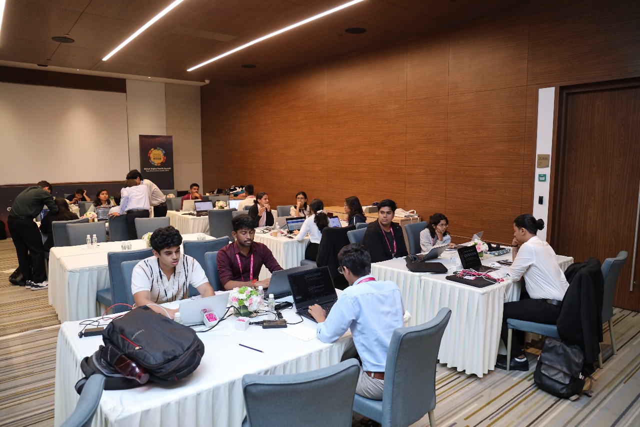 Hackathon participants working on their projects